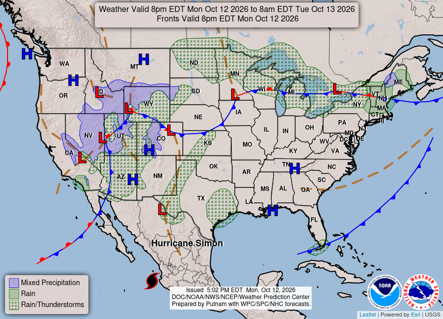 US forecast map