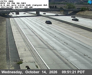 I-10 at 0.5 mi west of Live Oak Canyon Rd.